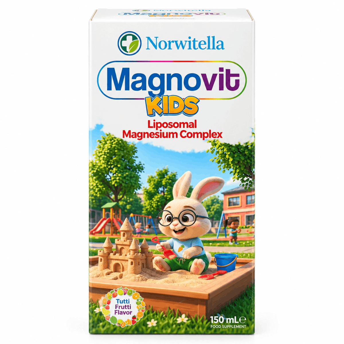 Norwitella Magnovit Kids, липосомальный комплекс магния, вкус Тутти-Фрутти, 150 мл