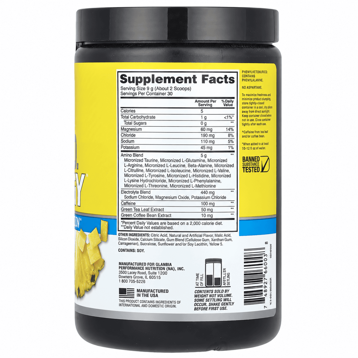 Optimum Nutrition, ESSENTIAL AMIN.O. ENERGY + ELECTROLYTES, ананасовый вкус, 270 гр