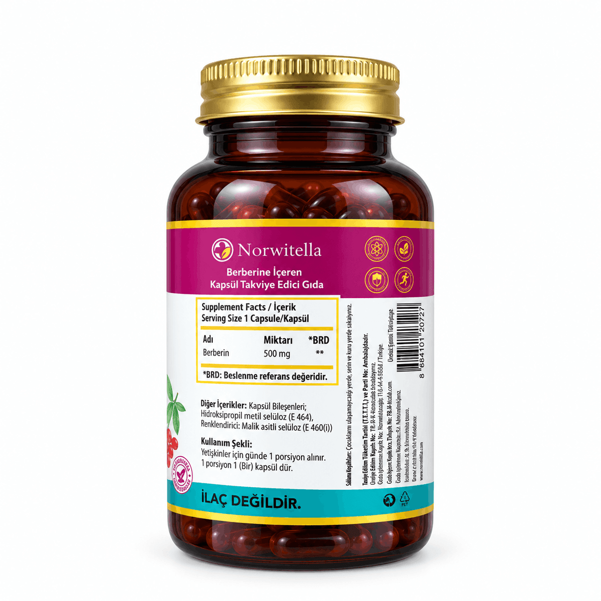 Norwitella Berberine 500 мг, 60 капсул