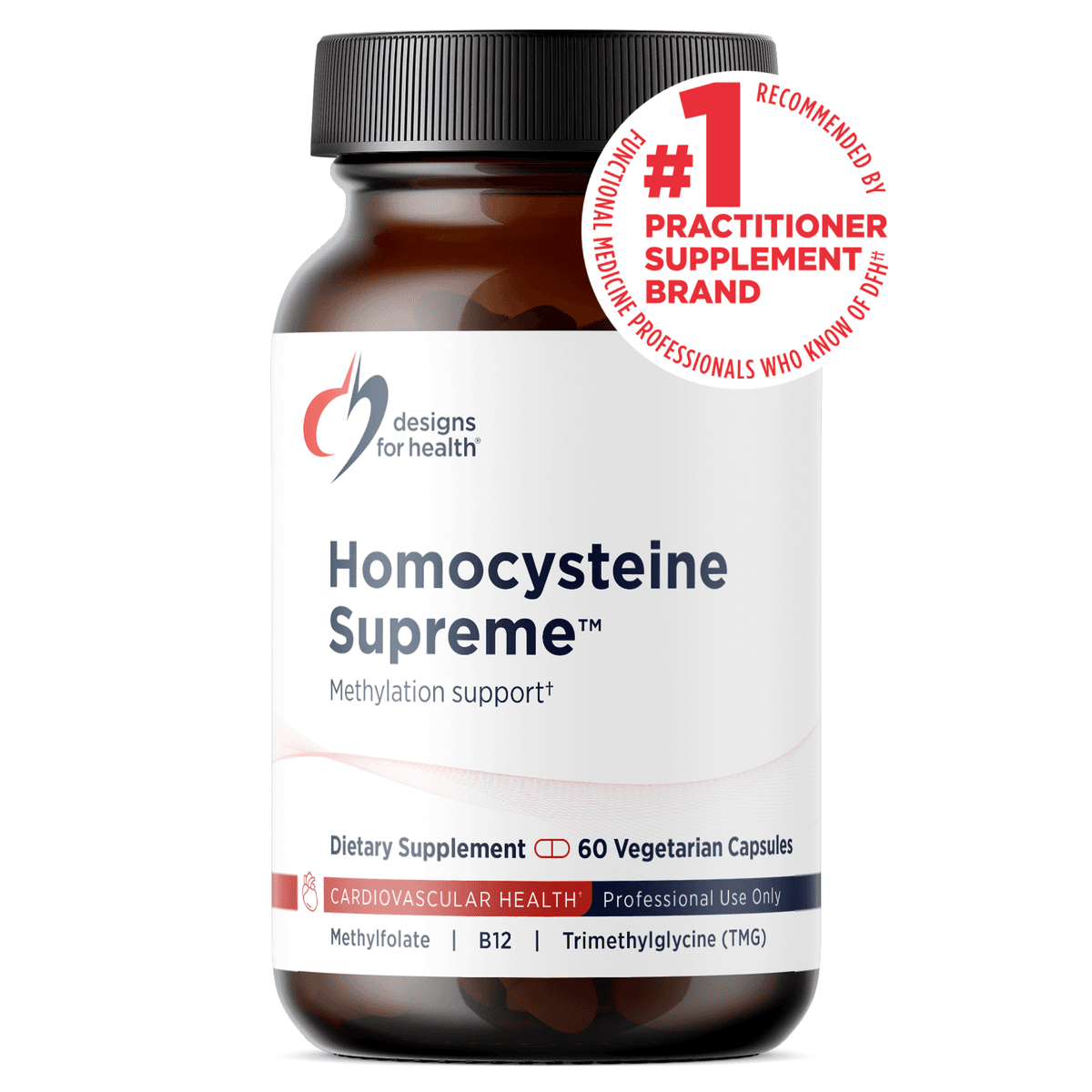 Design for health Homocysteine Supreme™, активные витамины B2, B6, B12 и фолат с TMG, 60 капсул