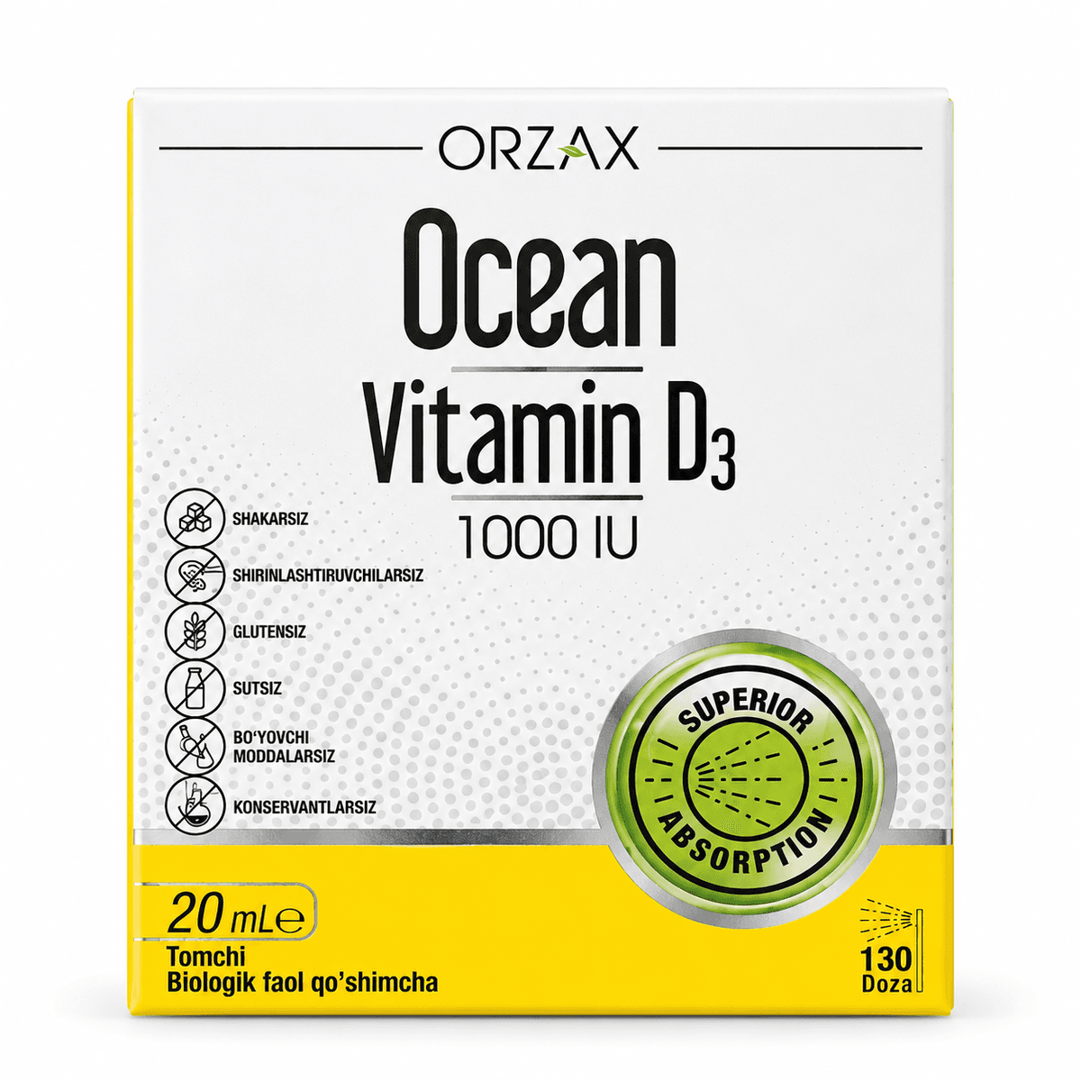 Orzax Ocean Vitamin D3 1000 IU, витамин D3 в оливковом масле, спрей/капли, 50 мл