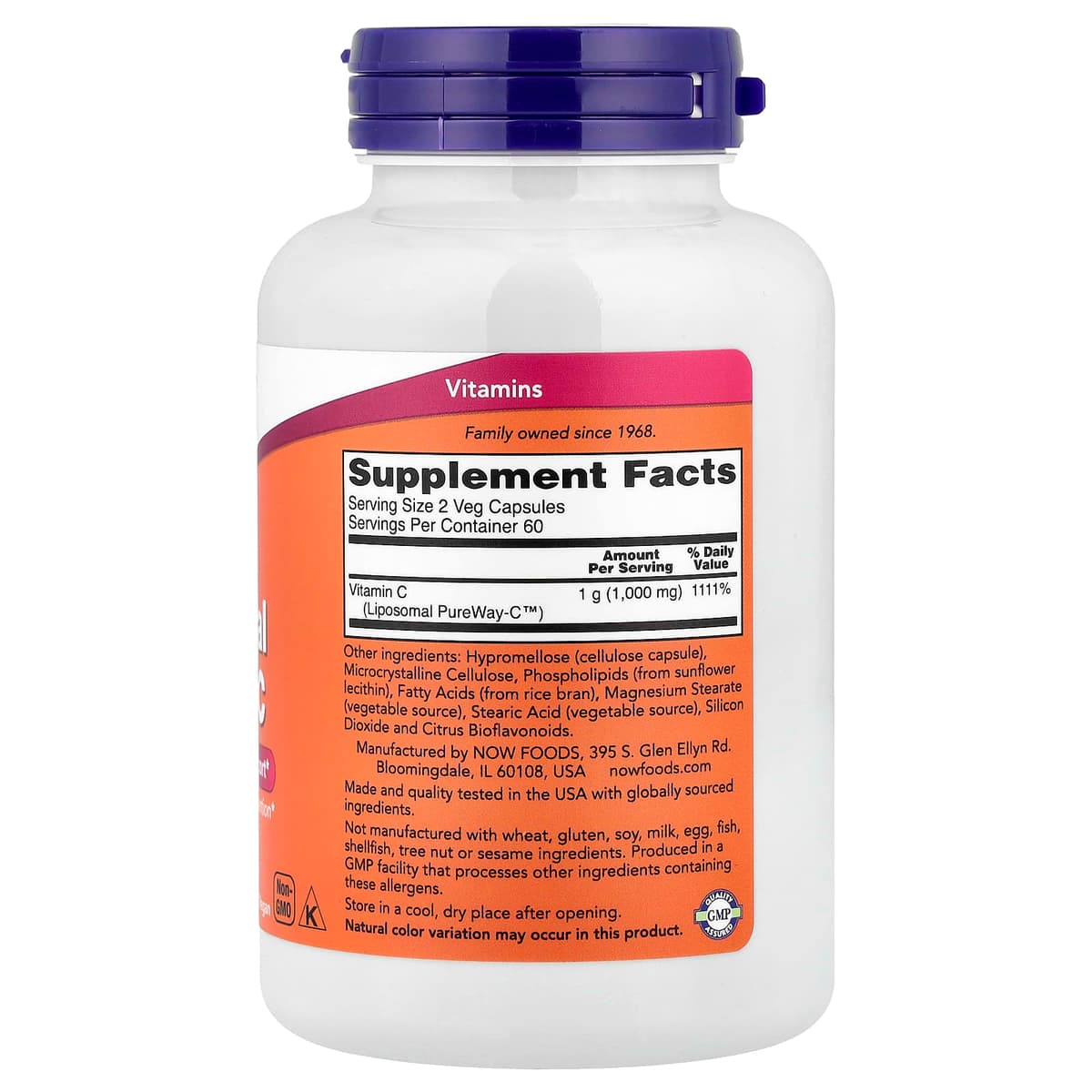 NOW Foods, липосомальный витамин C, 120 капсул (0,5 мг в 1 капсуле)