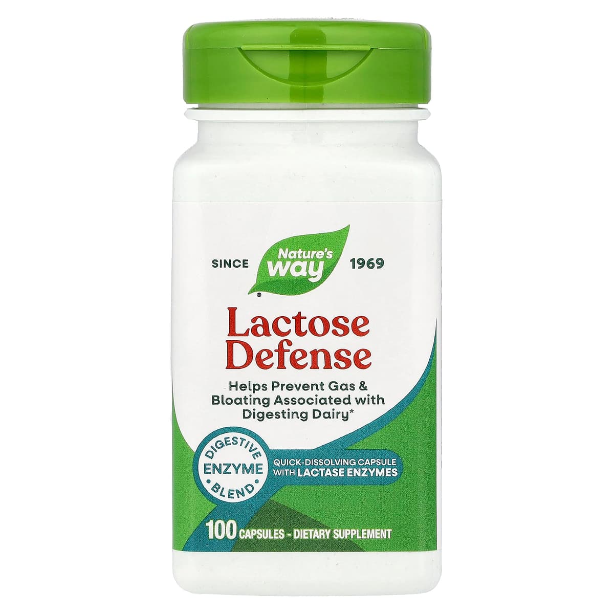 Nature's Way, Lactose Defense, добавка для расщепления лактозы, 100 капсул (230 мг в 1 капсуле)