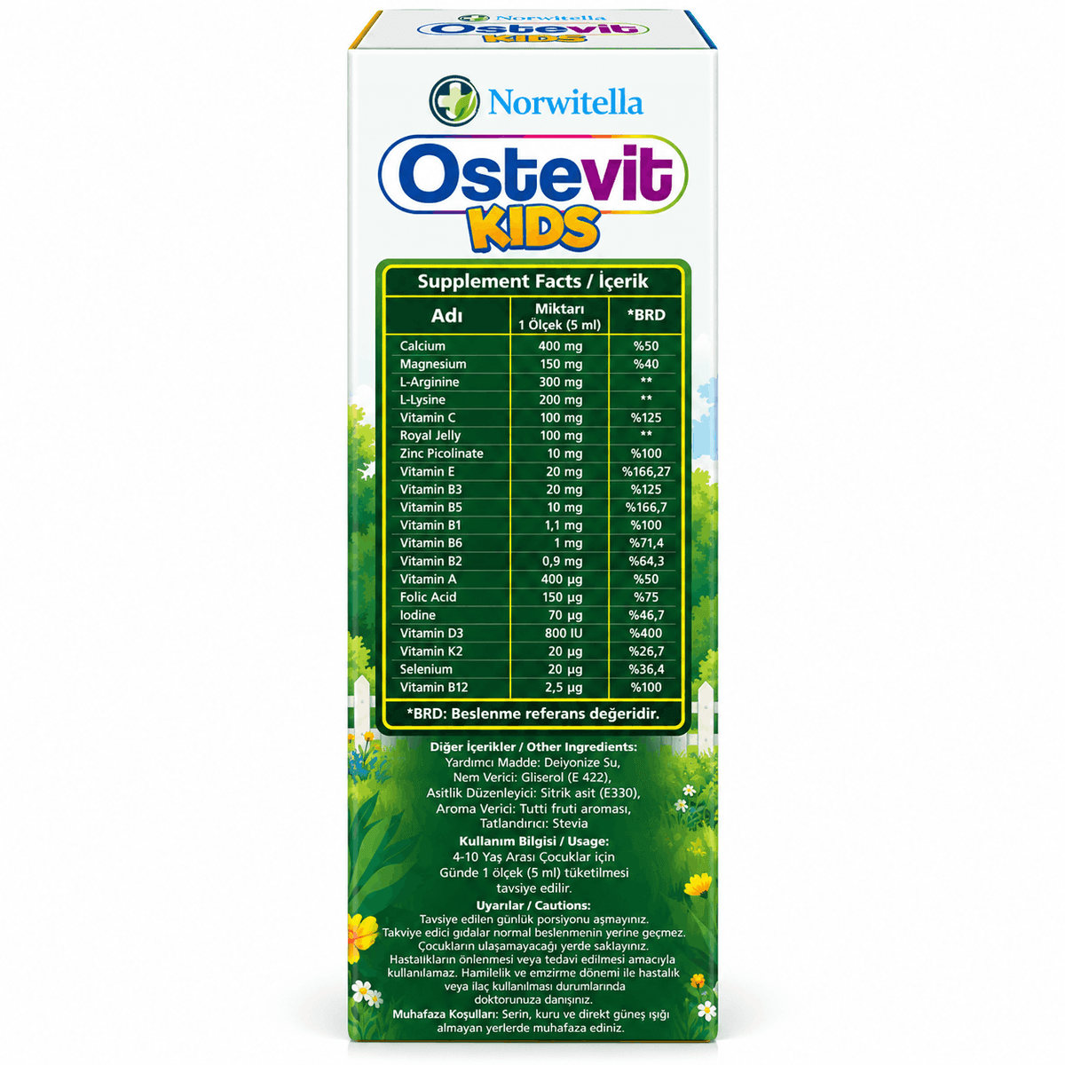 Norwitella Ostevit Kids, комплекс для роста и костей, вкус Тутти-Фрутти, 150 мл
