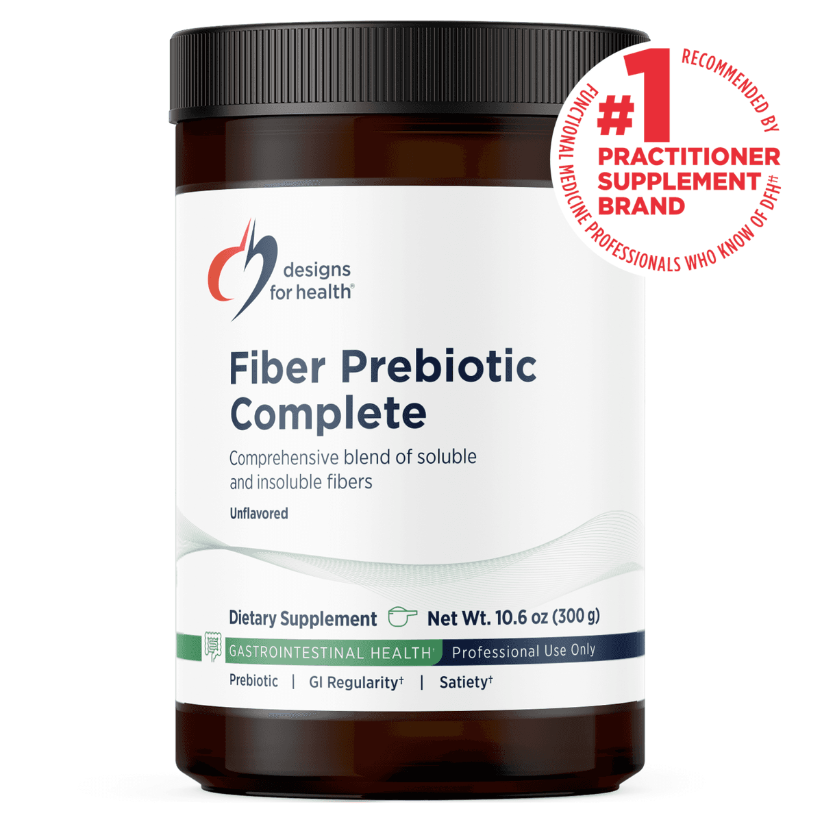 Design for health Fiber Prebiotic Complete (PaleoFiber®), комплекс растворимой и нерастворимой клетчатки без вкуса, 300 г