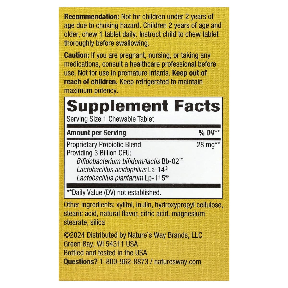 Nature's Way, Primadophilus®, жевательные пробиотики, для детей от 2 лет, с апельсиновым вкусом, 3 млрд КОЕ, 30 жевательных таблеток