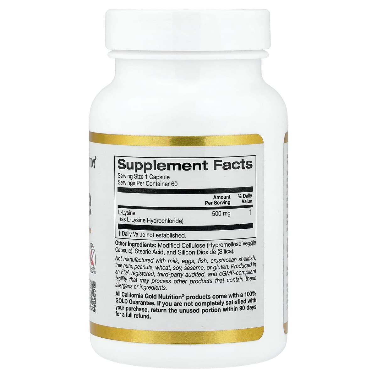 California Gold Nutrition, L-лизин, 500 мг, 60 капсул