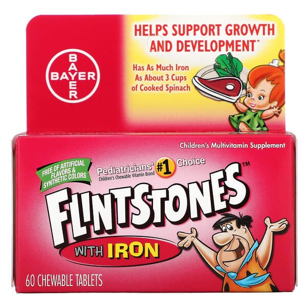 Flintstones, Детский поливитамин с железом, фруктовые вкусы, 60 жевательных таблеток