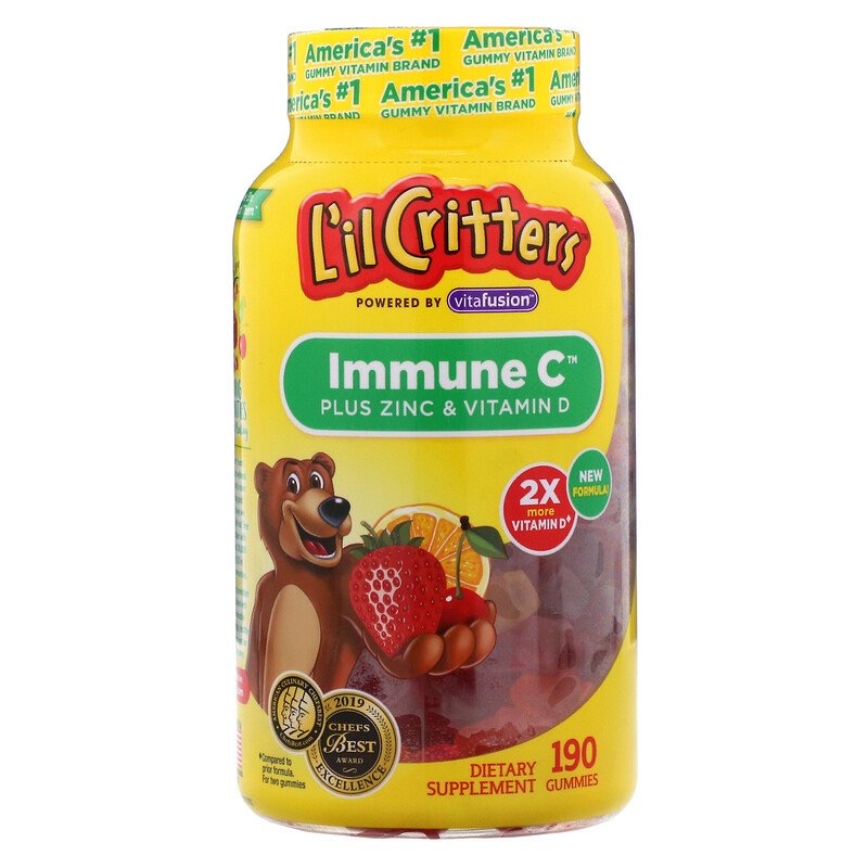 L'il Critters, Immune C с цинком и витамином D, 190 жевательных мармеладок