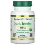 California Gold Nutrition, органическая спирулина, сертификат USDA Organic, 500 мг, 60 таблеток