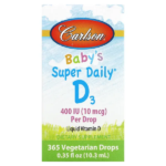 Carlson Labs, Super Daily, витамин D3 для детей, 10 мкг (400 МЕ), 10,3 мл