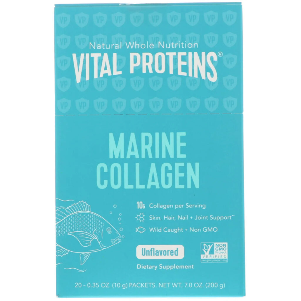 Vital Proteins, Морской коллаген, без вкусовых добавок, 20 пакетиков, 10 г