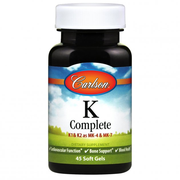 Витамин К, полная формула, K-Complete, Carlson Labs, 45 гелевых капсул