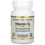 California Gold Nutrition, Витамин D3, 50 мкг (2000 МЕ), 90 мягких желатиновых капсул с рыбьим жиром