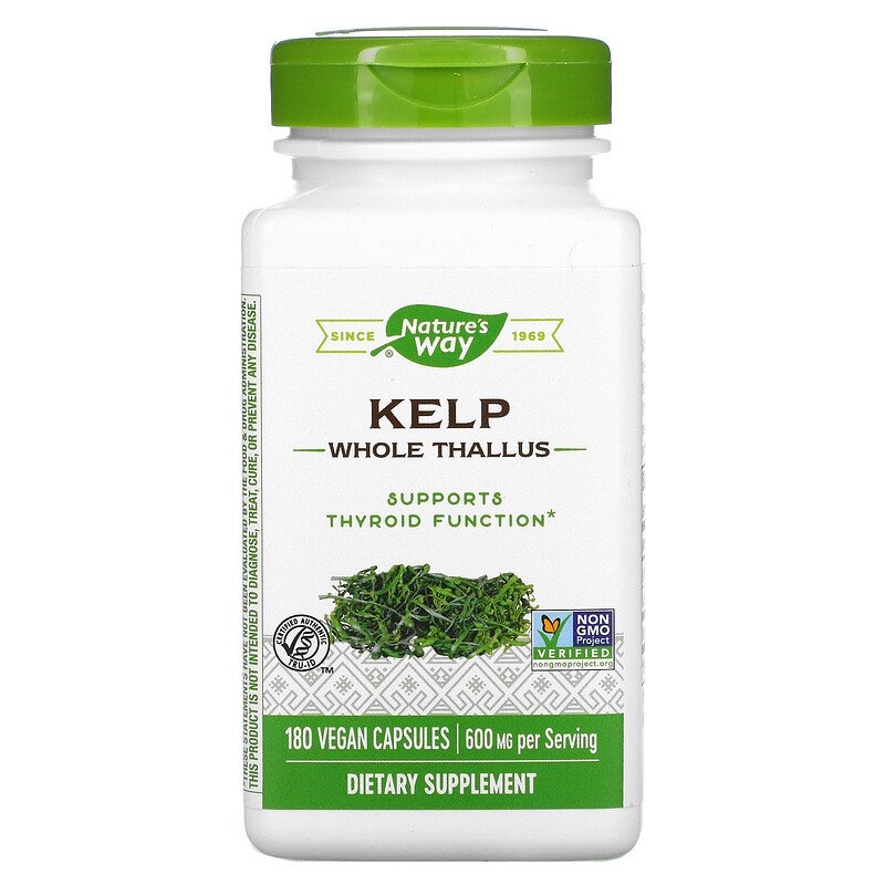 Nature's Way, Kelp (йод), келп 600 мг, 180 вегетарианских капсул