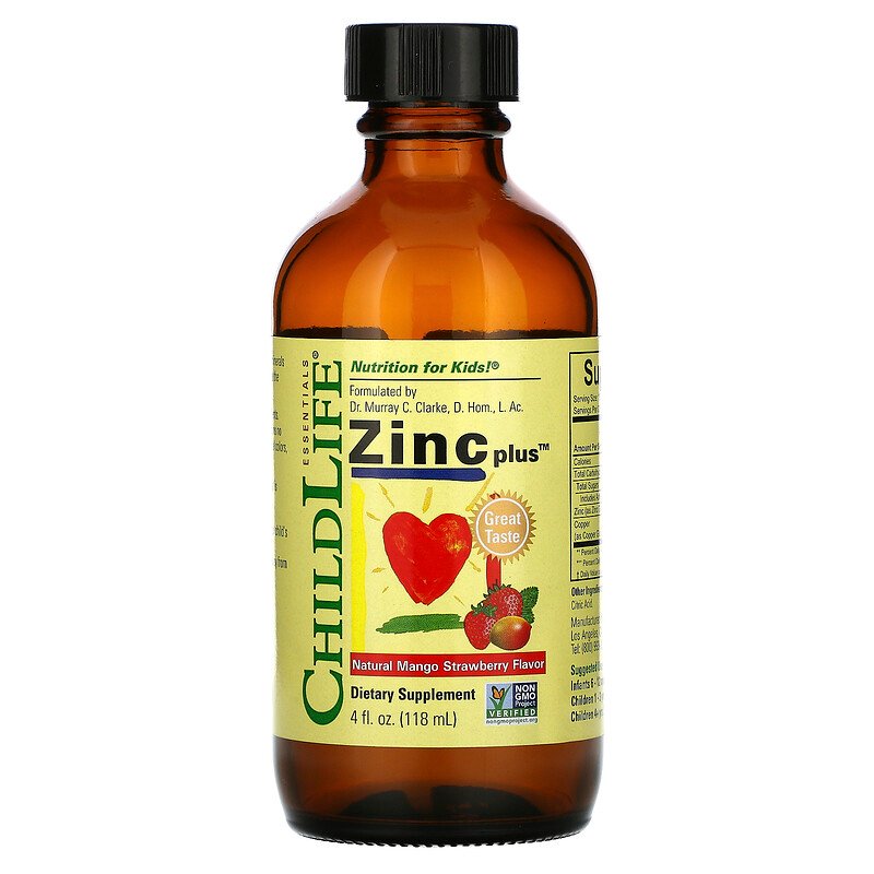 ChildLife, Essentials, Zinc (цинк ), Natural Mango Strawberry Flavor, 4 fl oz (118 ml)