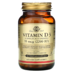Solgar, витамин D3 (холекальциферол), 55 мкг (2200 МЕ), 100 вегетарианских капсул