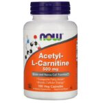 Now Foods, Ацетил-L-карнитин, 500 мг, 100 вегетарианских капсул