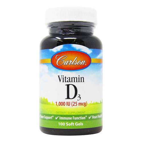 Carlson Labs, витамин D3, 1000 МЕ (25 мкг.), 100 мягких таблеток