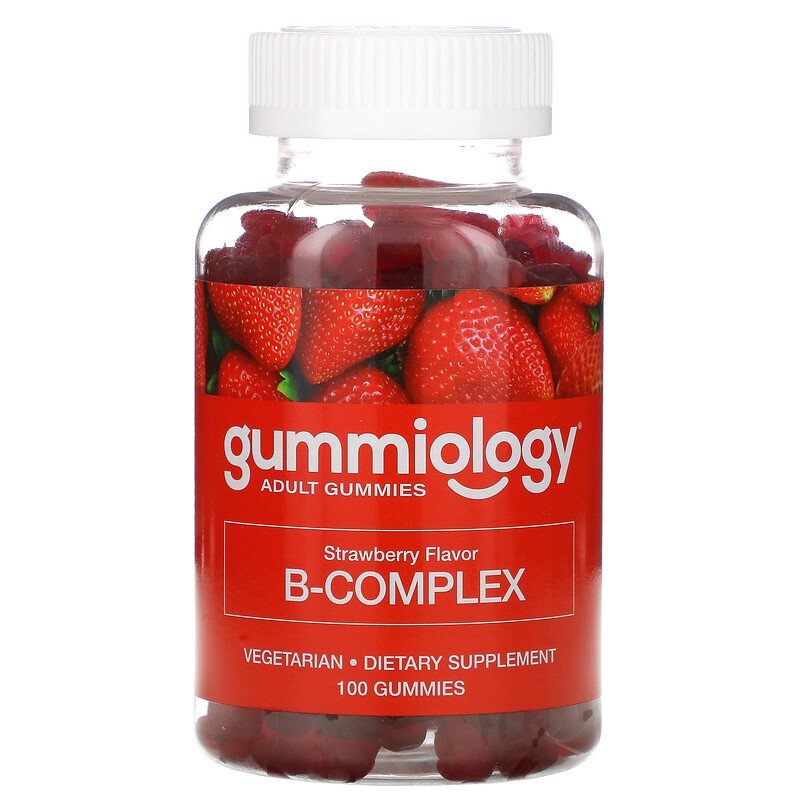 Gummiology, B Complex Gummies, со вкусом клубники, 100 жевательных конфет
