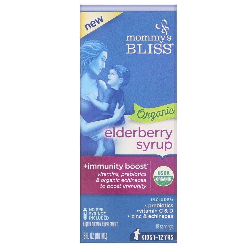 Mommy's Bliss, Organic Elderberry Syrup + Immunity Boost, (90 ml)