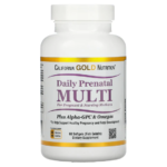 California Gold Nutrition, Daily Prenatal Multi для беременных и кормящих матерей, 60 мягких желатиновых капсул с рыбой