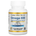 California Gold Nutrition, омега 800, рыбий жир фармацевтической степени чистоты, 80% ЭПК/ДГК, в форме триглицеридов, 1000 мг, 30 рыбно-желатиновых капсул