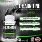 L-карнитин повышенной прочности - 200 капсул - 1000 мг на порцию, ускоряет обмен веществ и повышает производительность