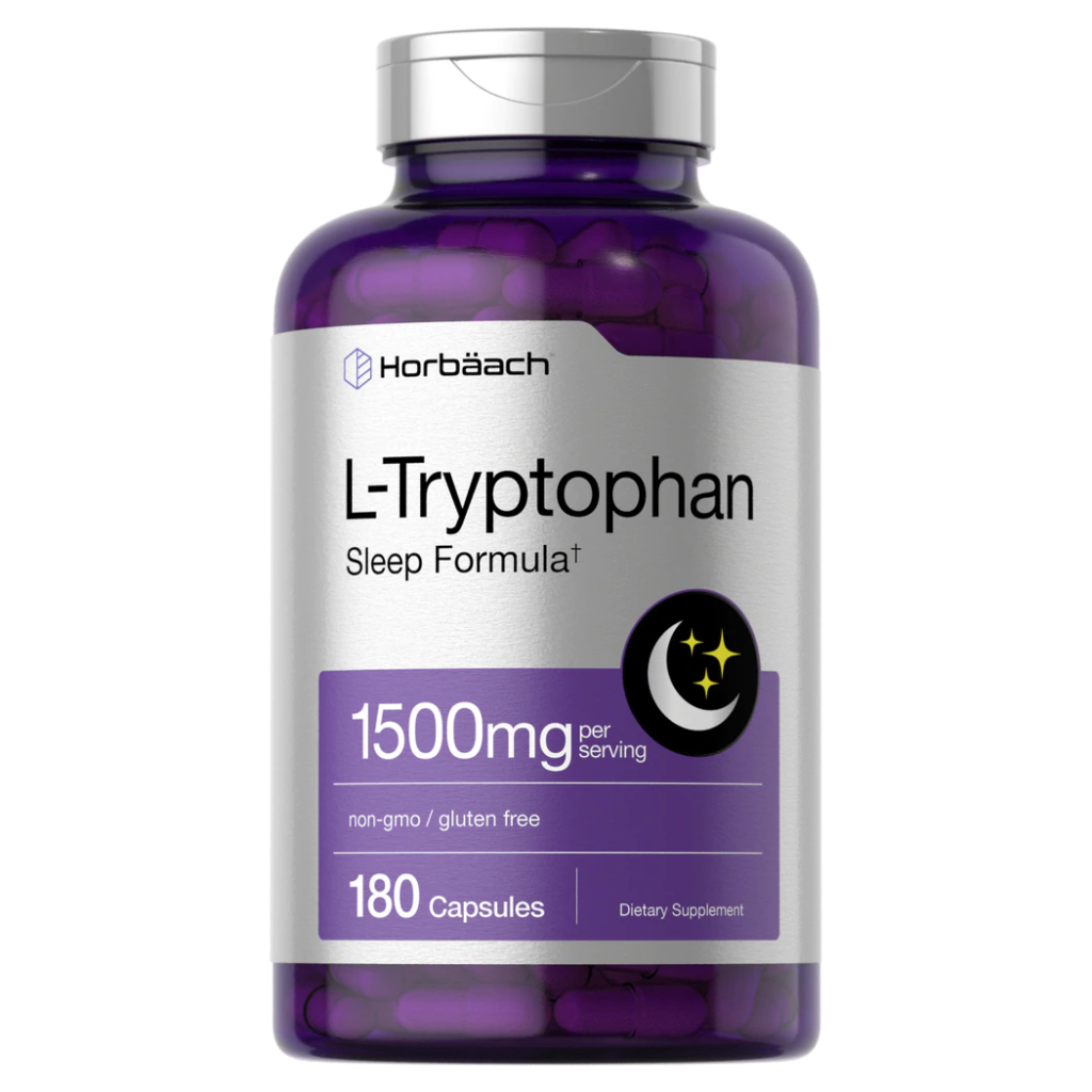 Horbaach - L триптофан 1500 мг капсулы | 180 единиц | Ночная формула | Добавка без ГМО и глютена