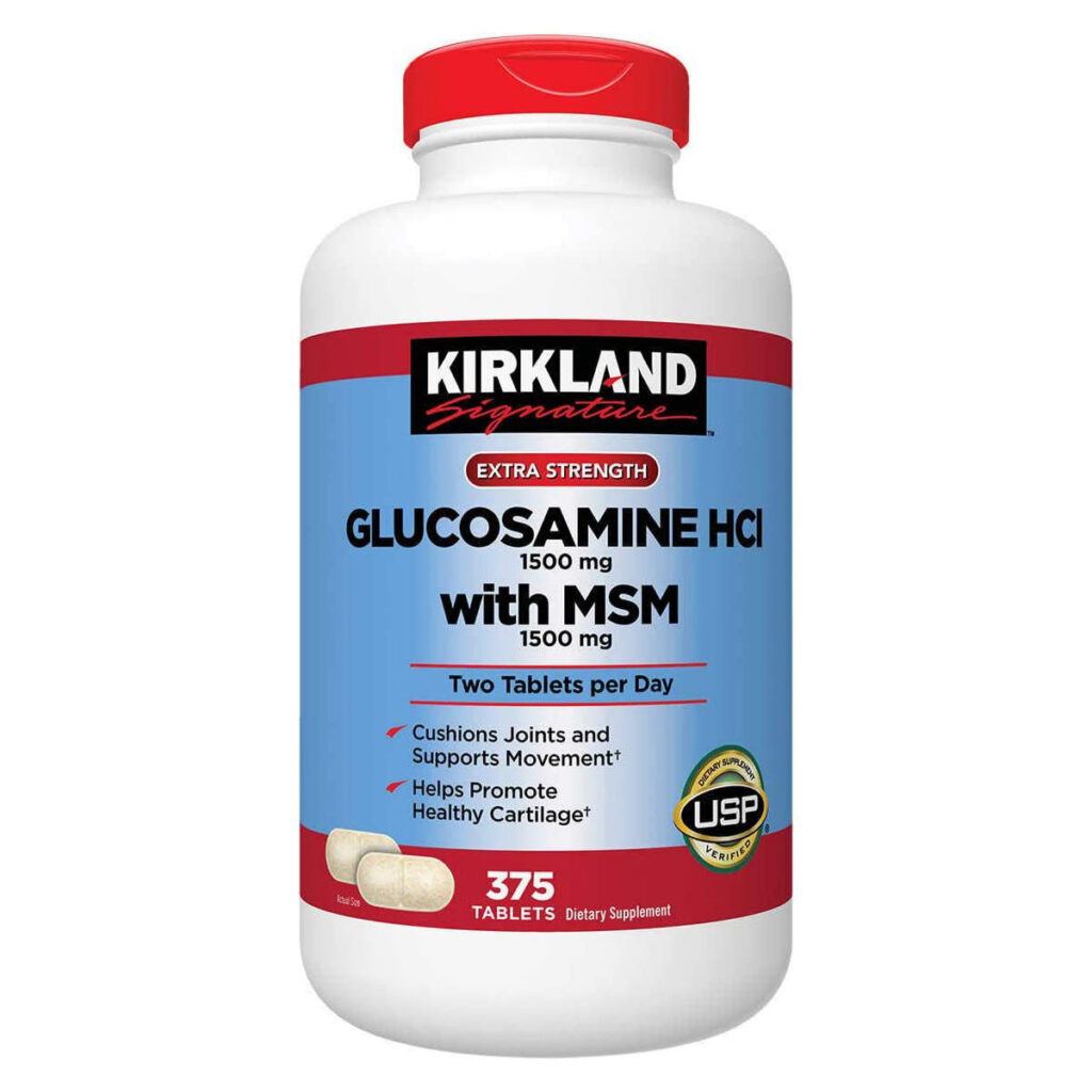 Kirkland Signature Glucosamine HCI Extra Strength 1500 мг, с МСМ 1500 мг, упаковка из 375 таблеток