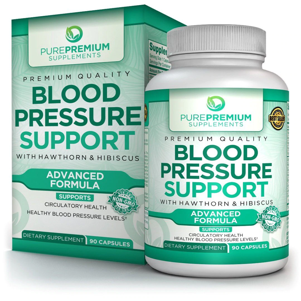 PurePremium Premium - Добавка для поддержки кровяного давления с боярышником, гибискусом и чесноком - Поддерживает здоровье сердечно-сосудистой системы и кровообращения - Витамины и травы способствуют здоровью сердца - 90 капсул