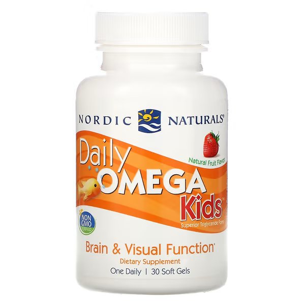 Nordic Naturals, Daily Omega Kids, со вкусом натуральных фруктов, 340 мг, 30 капсул