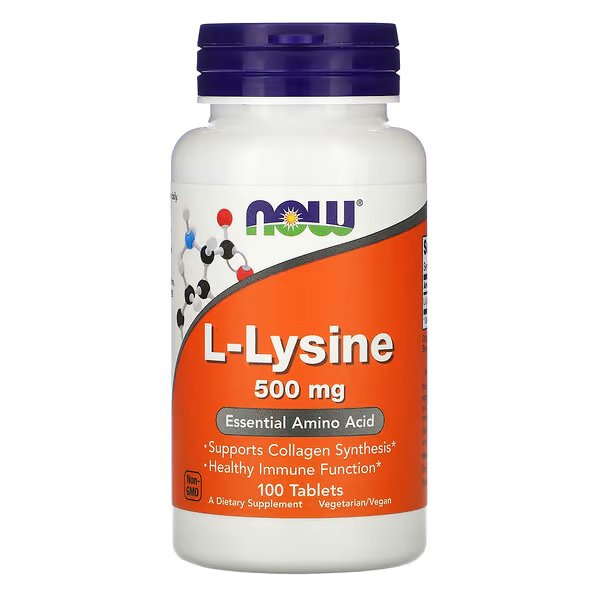 NOW Foods, L-лизин, 500 мг, 100 таблеток