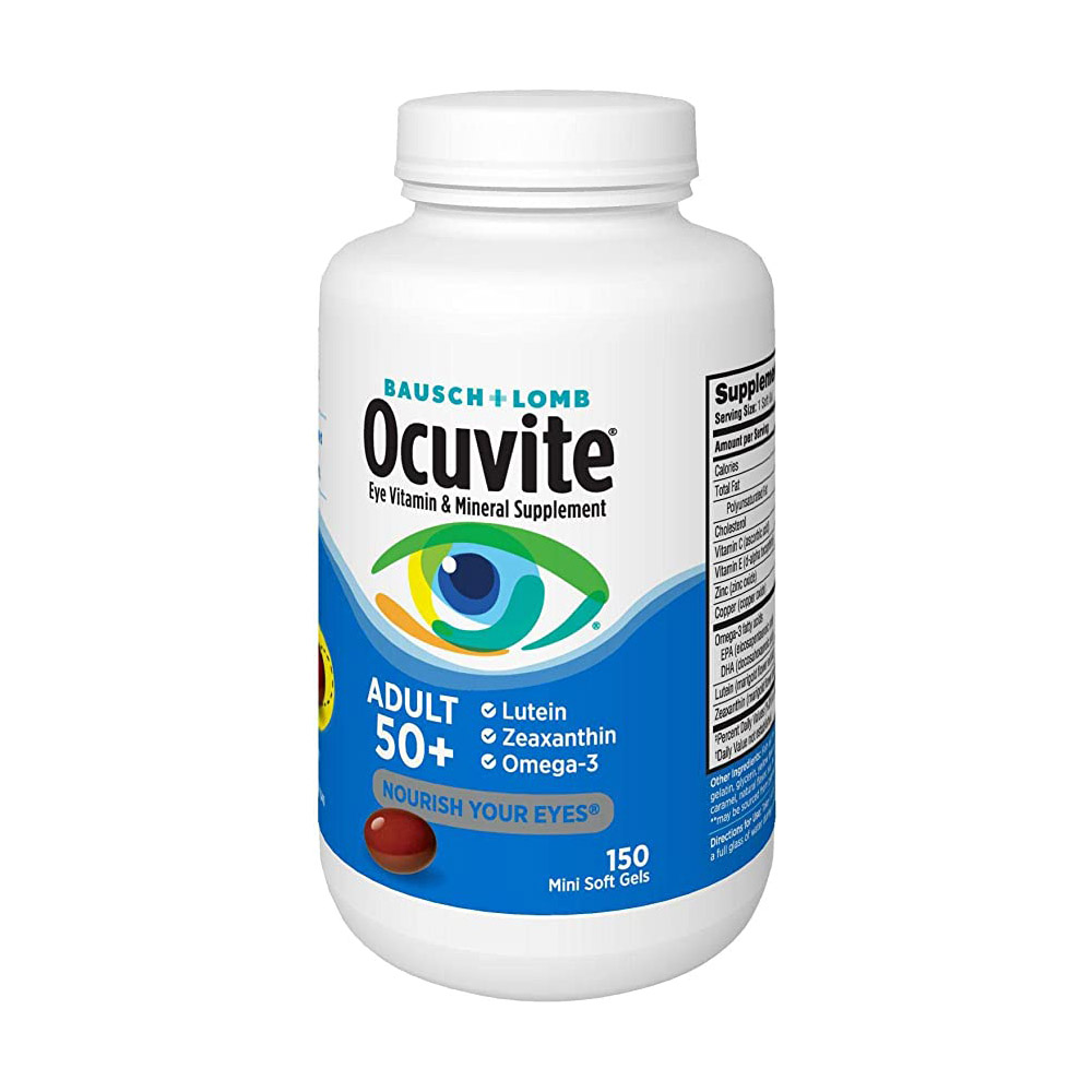 Ocuvite, для людей старше 50 лет, добавка для зрения с витаминами и микроэлементами, 150 мягких таблеток