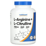 Nutricost, L-аргинин + L-цитруллин, 750 мг, 240 капсул