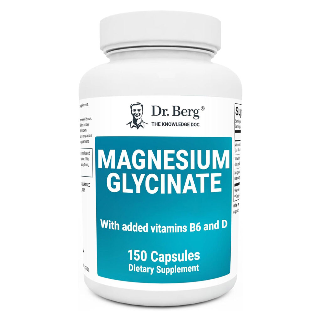 Глицинат магния Dr. Berg 400 мг — хелатные растительные капсулы против стресса, спокойствия, релаксации и поддержки сна с витаминами D и B6-150