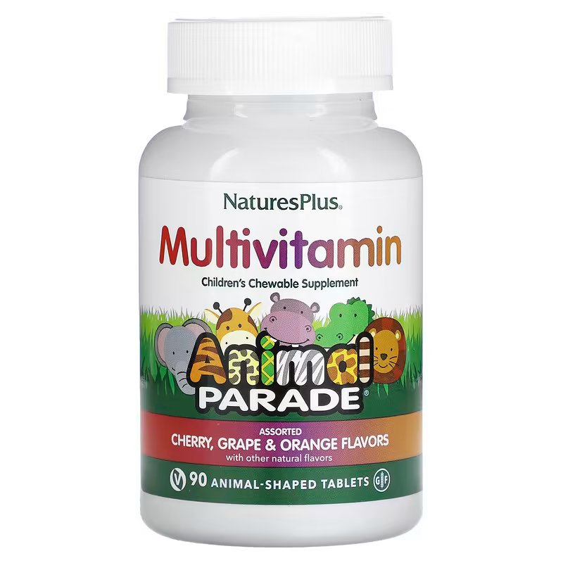 NaturesPlus, Animal Parade, детские жевательные мультивитамины, вкус вишни , 90 таблеток в форме животных